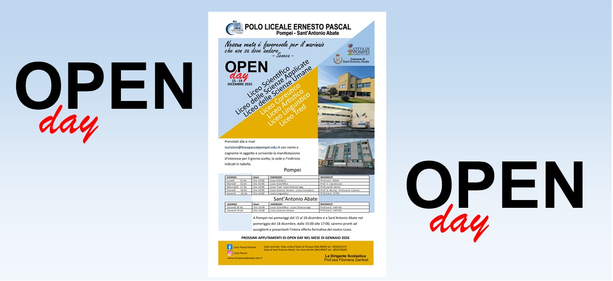 OPEN DAY: INCONTRA LA NOSTRA COMUNITÁ IN AZIONE  AULE APERTE E LEZIONI VIVE